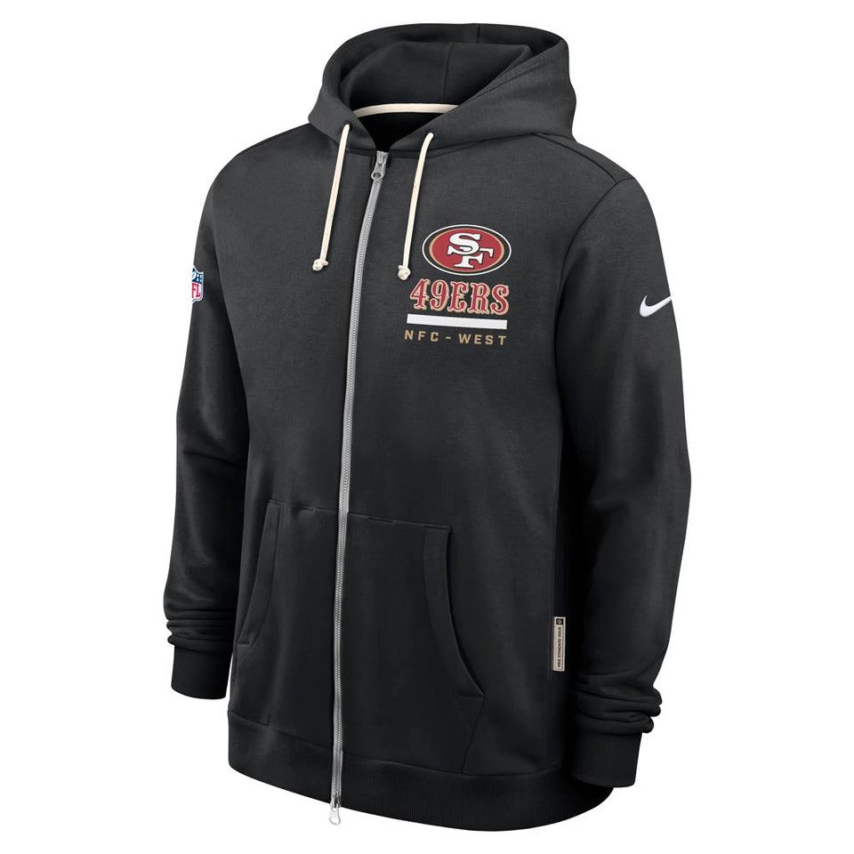 NFL San Francisco 49ers Nike 2025 Sideline Full Zip Hoodie - Black