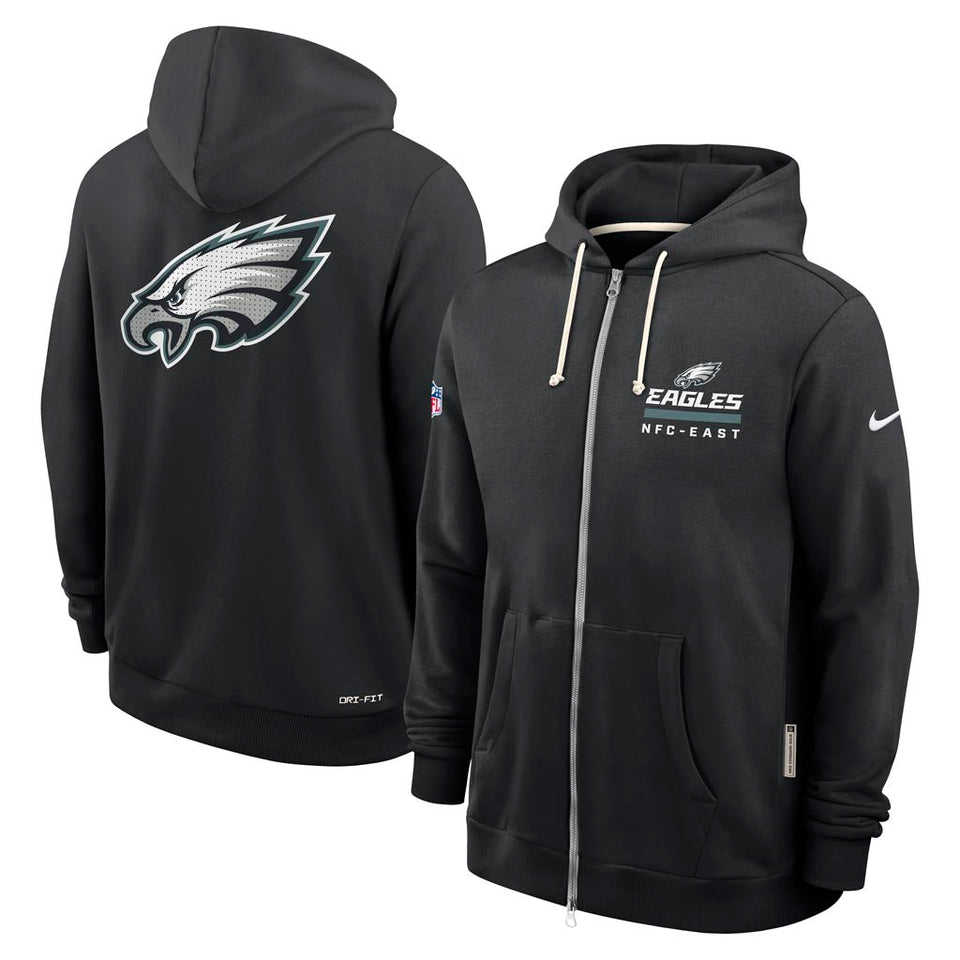 NFL Philadelphia Eagles Nike 2025 Sideline Full Zip Hoodie - Black