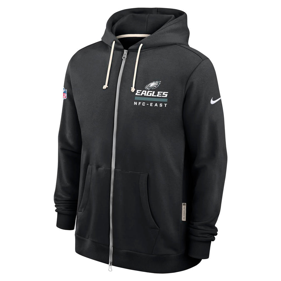 NFL Philadelphia Eagles Nike 2025 Sideline Full Zip Hoodie - Black