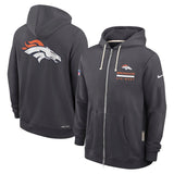 NFL Denver Broncos Nike 2025 Sideline Full Zip Hoodie - Charcoal