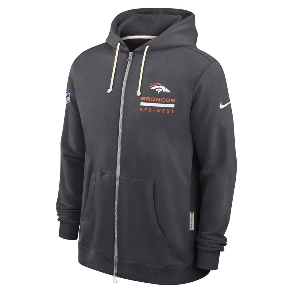 NFL Denver Broncos Nike 2025 Sideline Full Zip Hoodie - Charcoal
