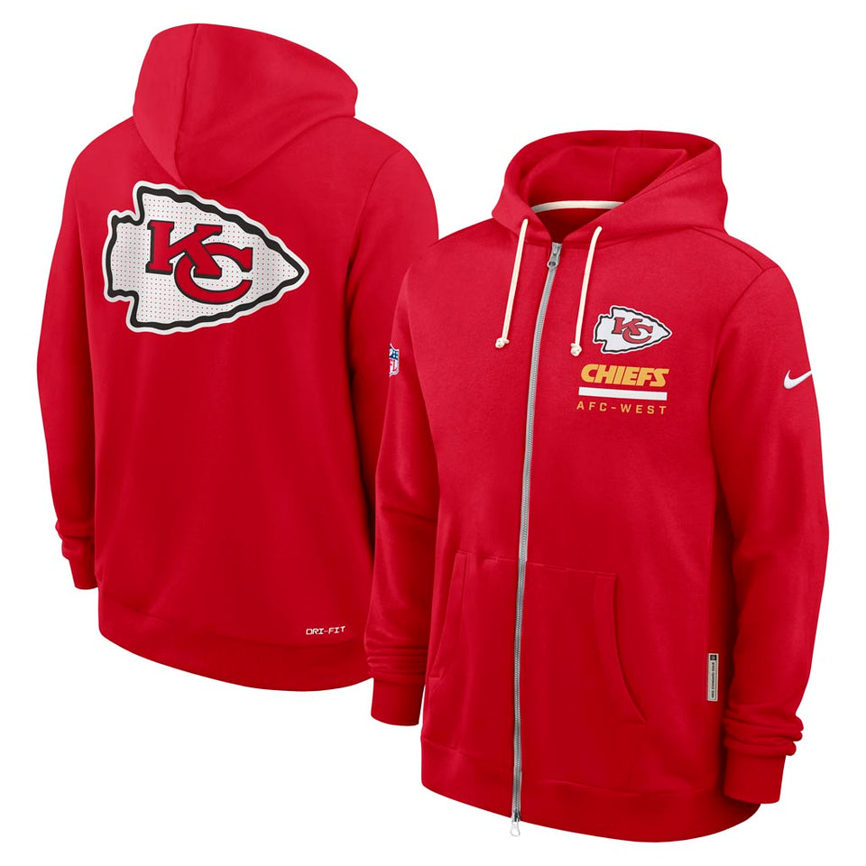 NFL Kansas City Chiefs Nike 2025 Sideline Full Zip Hoodie - Red