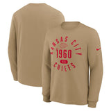 NFL Kansas City Chiefs Nike Rewind Slub Long Sleeve T-Shirt - Tan