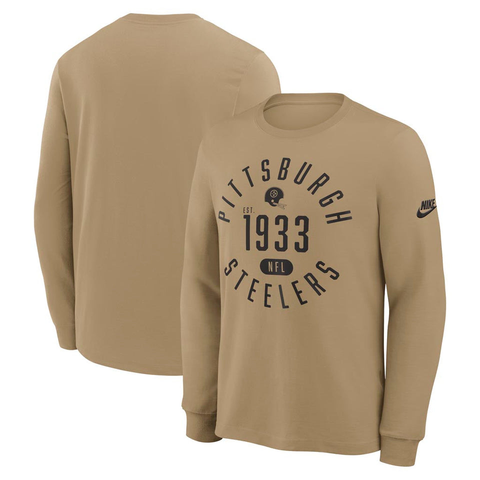 NFL Pittsburgh Steelers Nike Rewind Slub Long Sleeve T-Shirt - Tan
