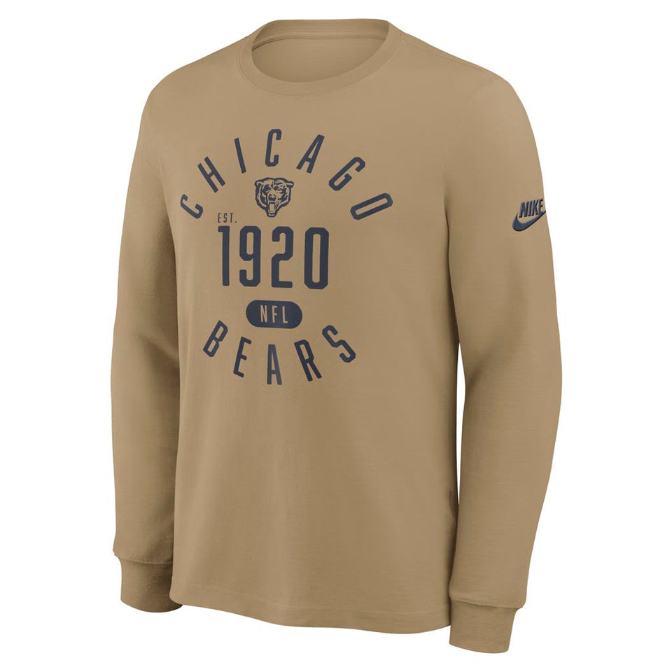 NFL Chicago Bears Nike Rewind Slub Long Sleeve T-Shirt - Tan