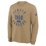 NFL Denver Broncos Nike Rewind Slub Long Sleeve T-Shirt - Tan