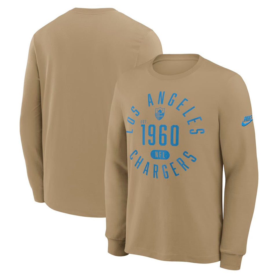 NFL Los Angeles Chargers Nike Rewind Slub Long Sleeve T-Shirt - Tan