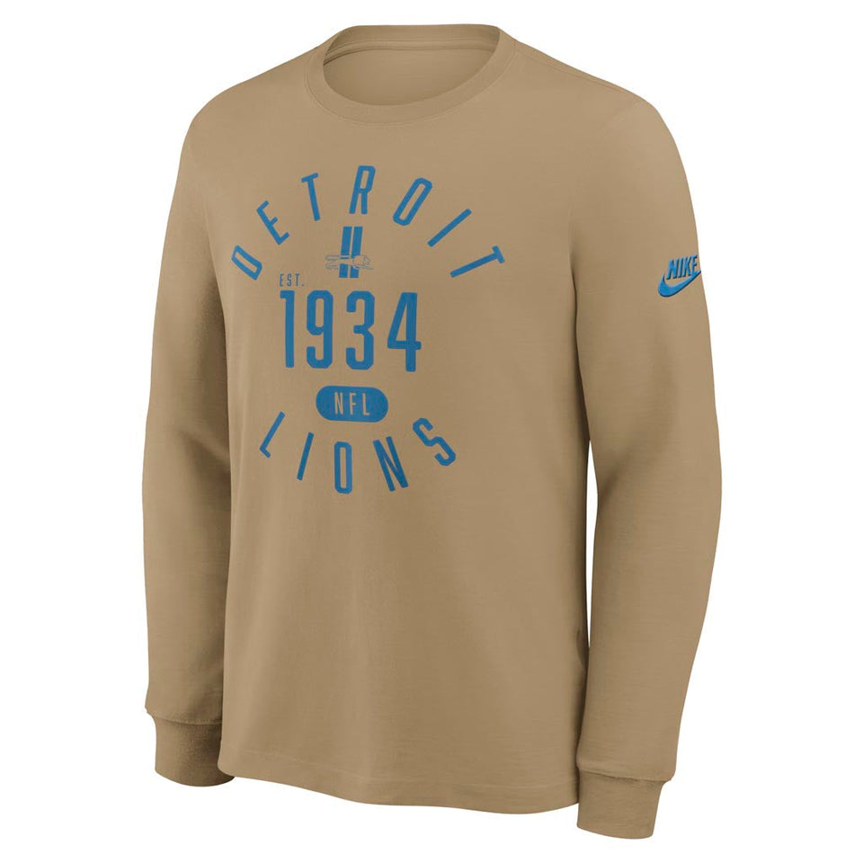 NFL Detroit Lions Nike Rewind Slub Long Sleeve T-Shirt - Tan