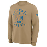 NFL Detroit Lions Nike Rewind Slub Long Sleeve T-Shirt - Tan