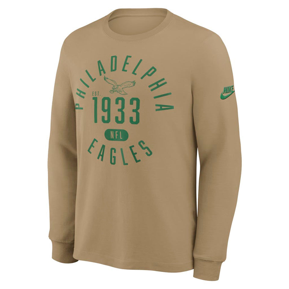 NFL Philadelphia Eagles Nike Rewind Slub Long Sleeve T-Shirt - Tan