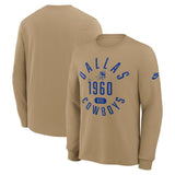 NFL Dallas Cowboys Nike Rewind Slub Long Sleeve T-Shirt - Tan