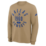 NFL Dallas Cowboys Nike Rewind Slub Long Sleeve T-Shirt - Tan