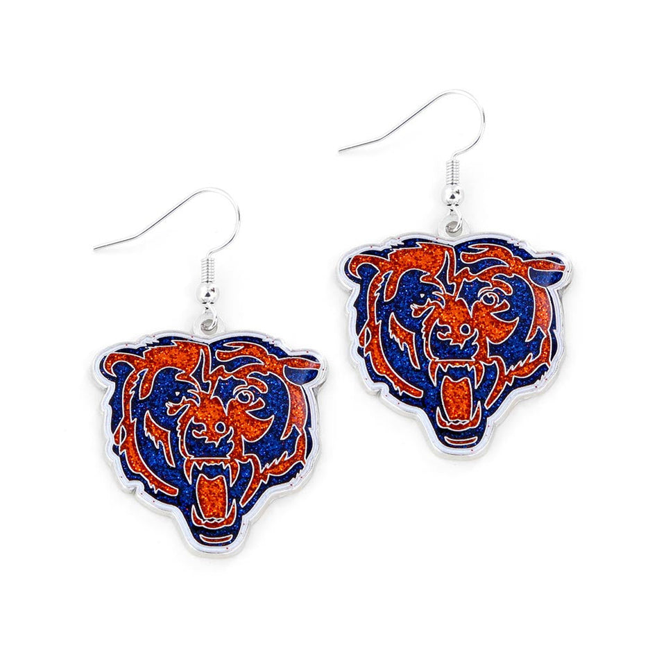 NFL Chicago Bears Aminco Glitter Dazzler Logo Earrings - Orange