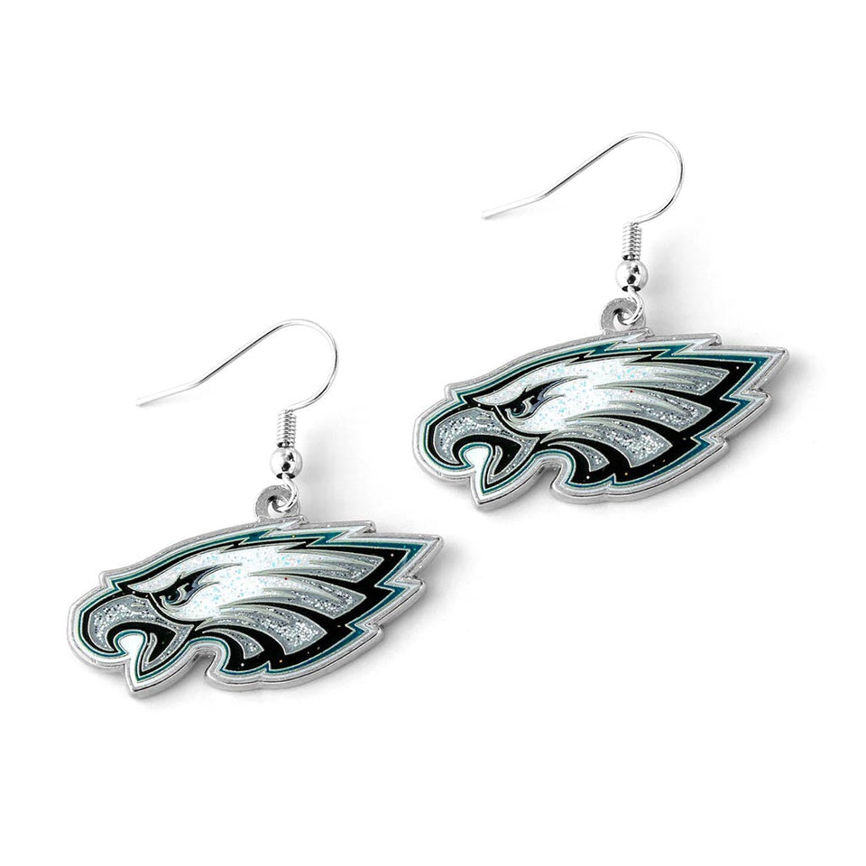 NFL Philadelphia Eagles Aminco Glitter Dazzler Logo Earrings - White