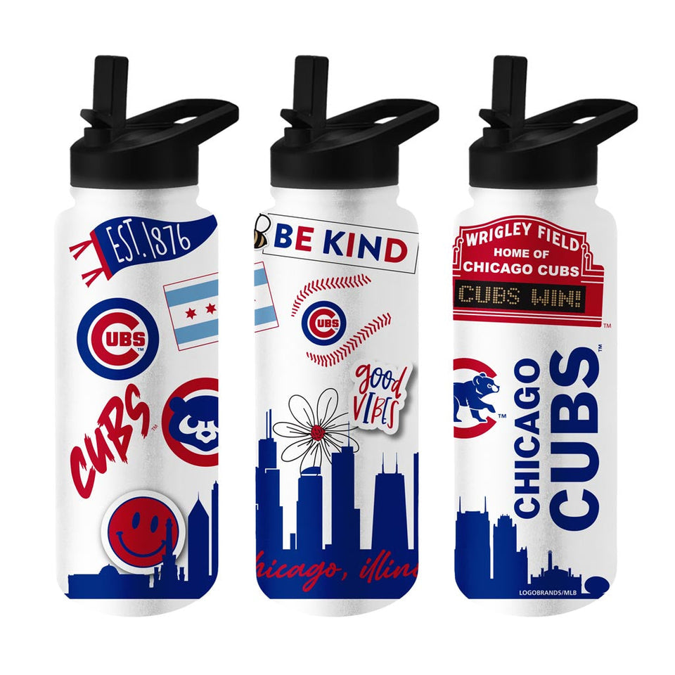 NFL Chicago Cubs Logo Brands 34oz Native Quencher Bottle - White