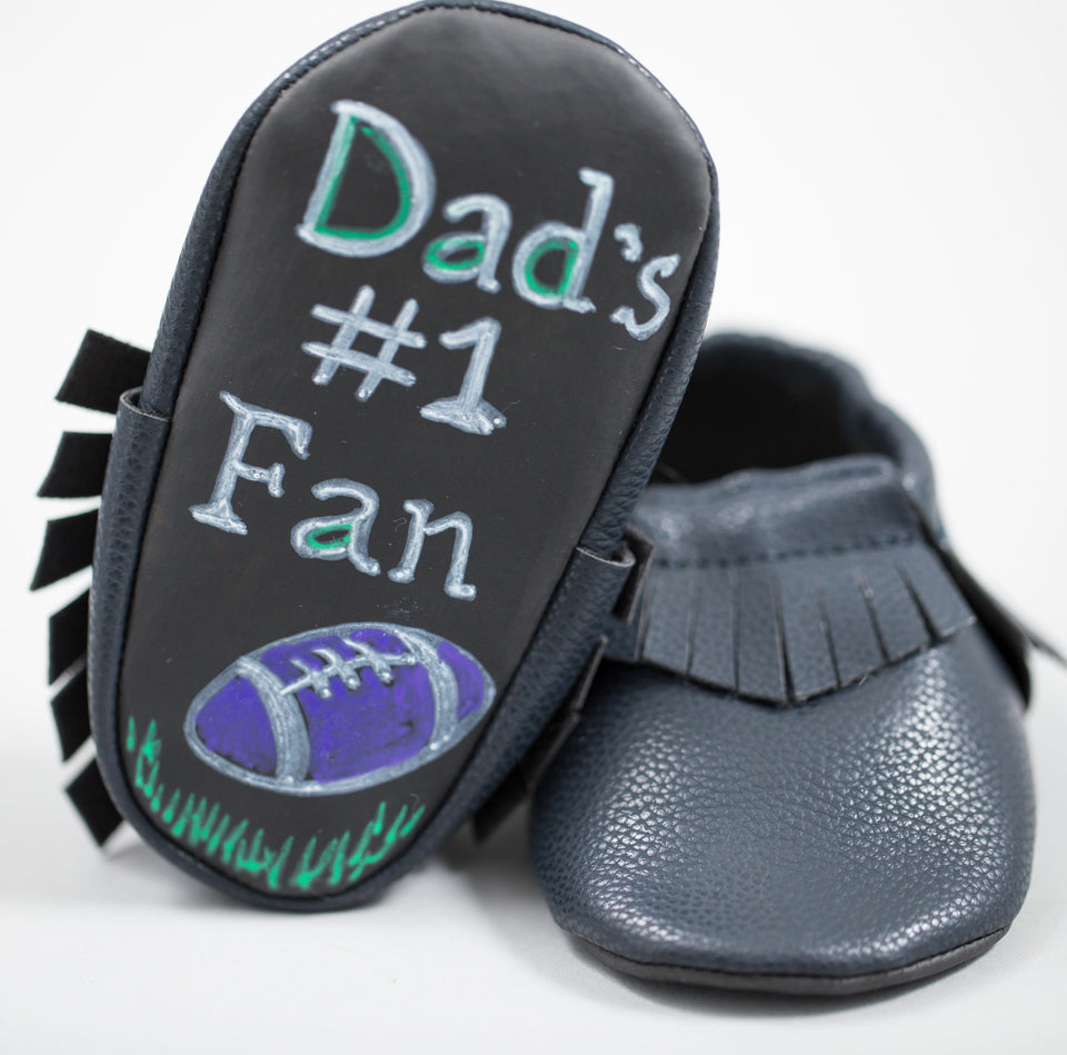 Baby Says Blk Mocs 0-3 mo Chalkboard Moccasins