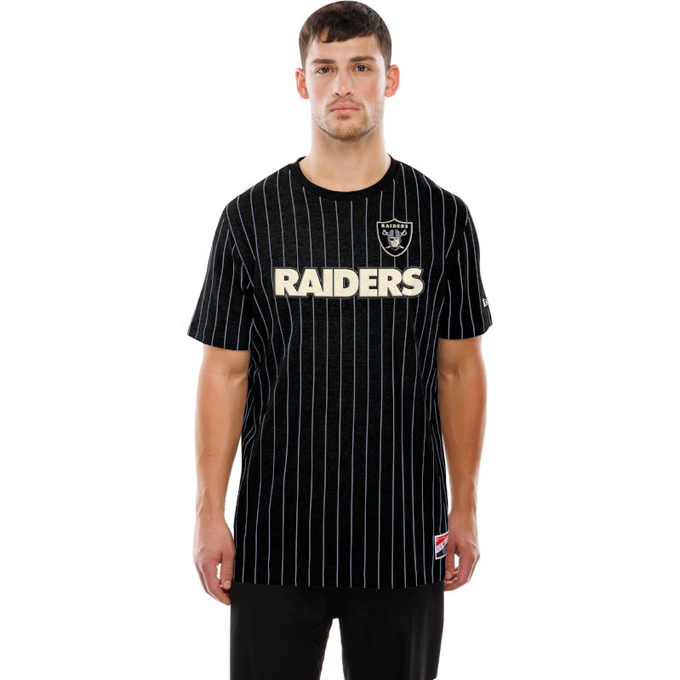 NFL Las Vegas Raiders New Era Pinstripe T-Shirt - Black