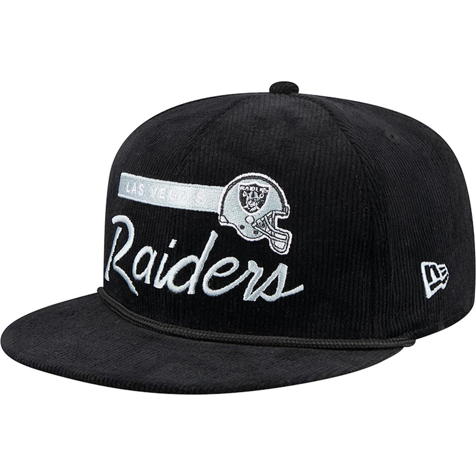 NFL Las Vegas Raiders New Era Corduroy Rope 9FIFTY Snapback Hat - Black