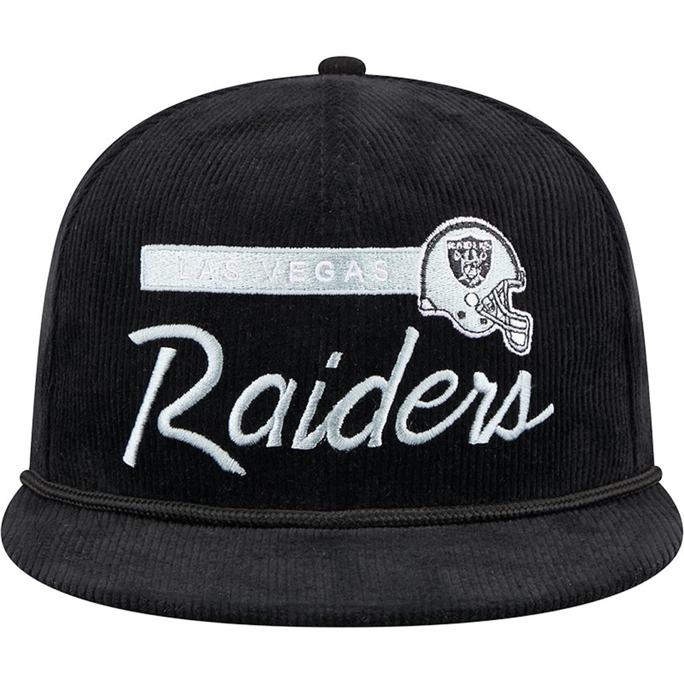 NFL Las Vegas Raiders New Era Corduroy Rope 9FIFTY Snapback Hat - Black