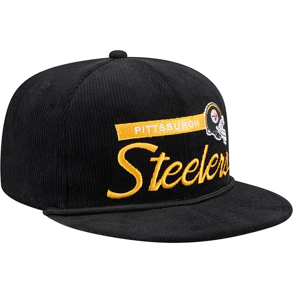 NFL Pittsburgh Steelers New Era Corduroy Rope 9FIFTY Snapback Hat - Black
