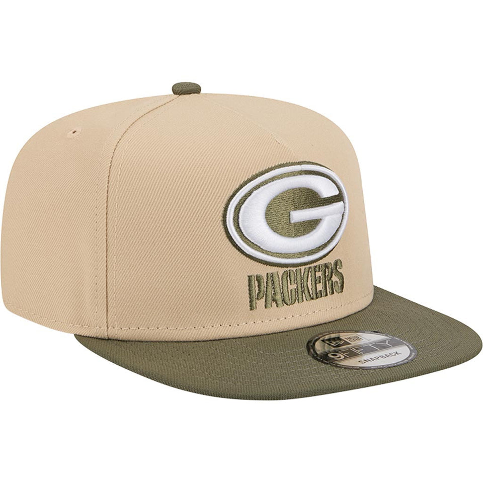 NFL Green Bay Packers New Era Two-Tone Drift Wood 9FIFTY A-Frame Snapback Hat - Tan