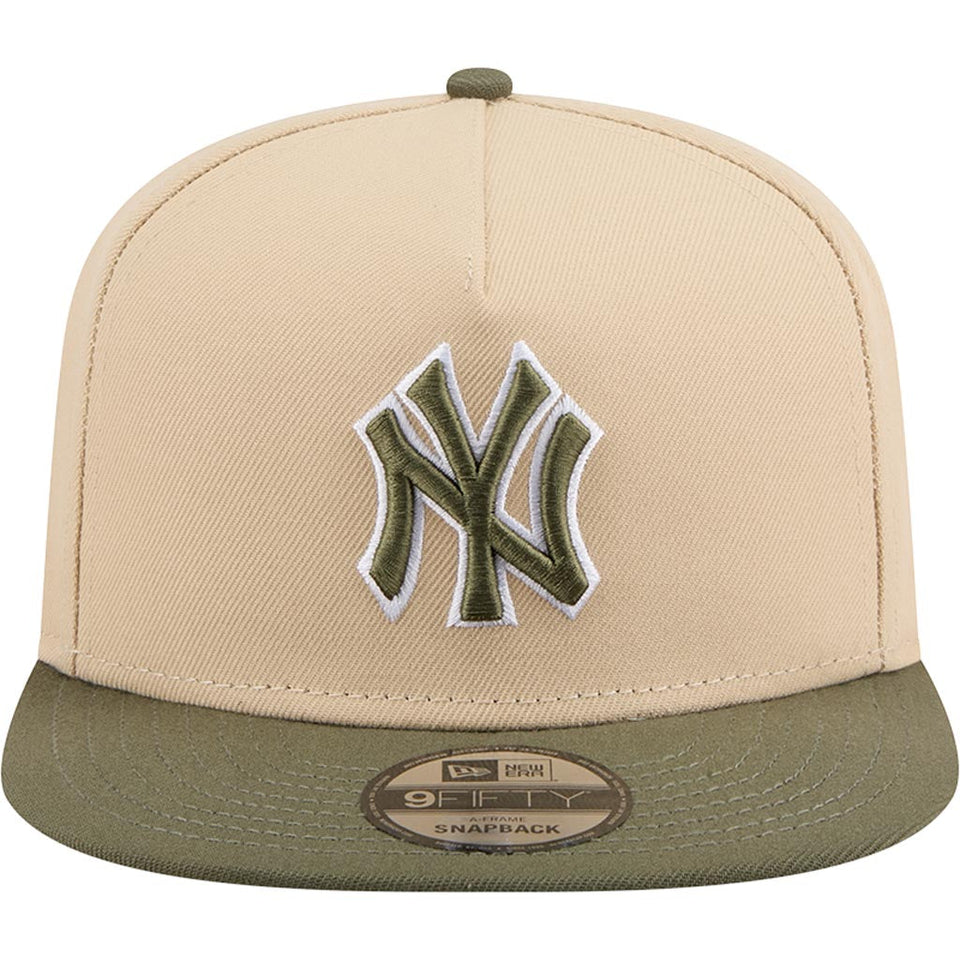 MLB New York Yankees New Era Two-Tone Drift Wood 9FIFTY A-Frame Snapback Hat - Tan