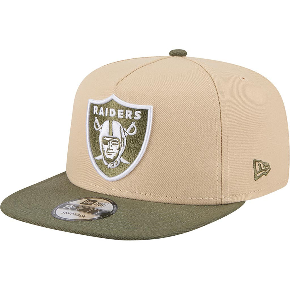 NFL Las Vegas Raiders New Era Two-Tone Drift Wood 9FIFTY A-Frame Snapback Hat - Tan