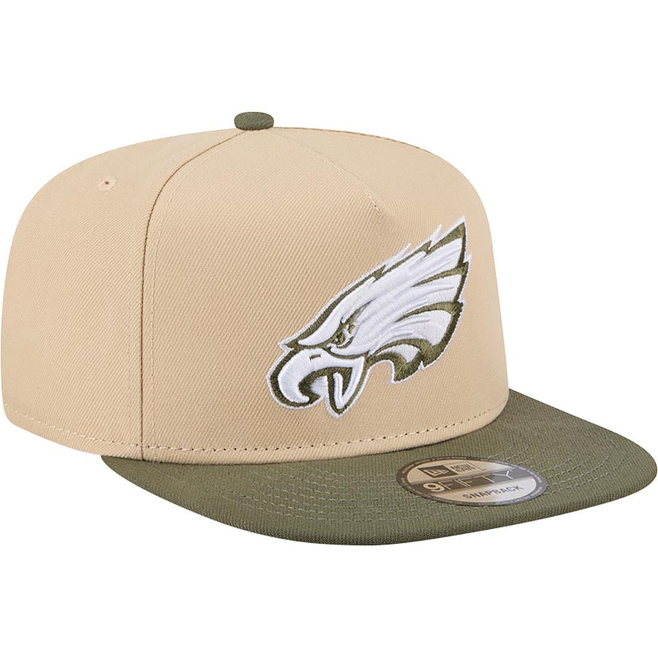 NFL Philadelphia Eagles New Era Two-Tone Drift Wood 9FIFTY A-Frame Snapback Hat - Tan