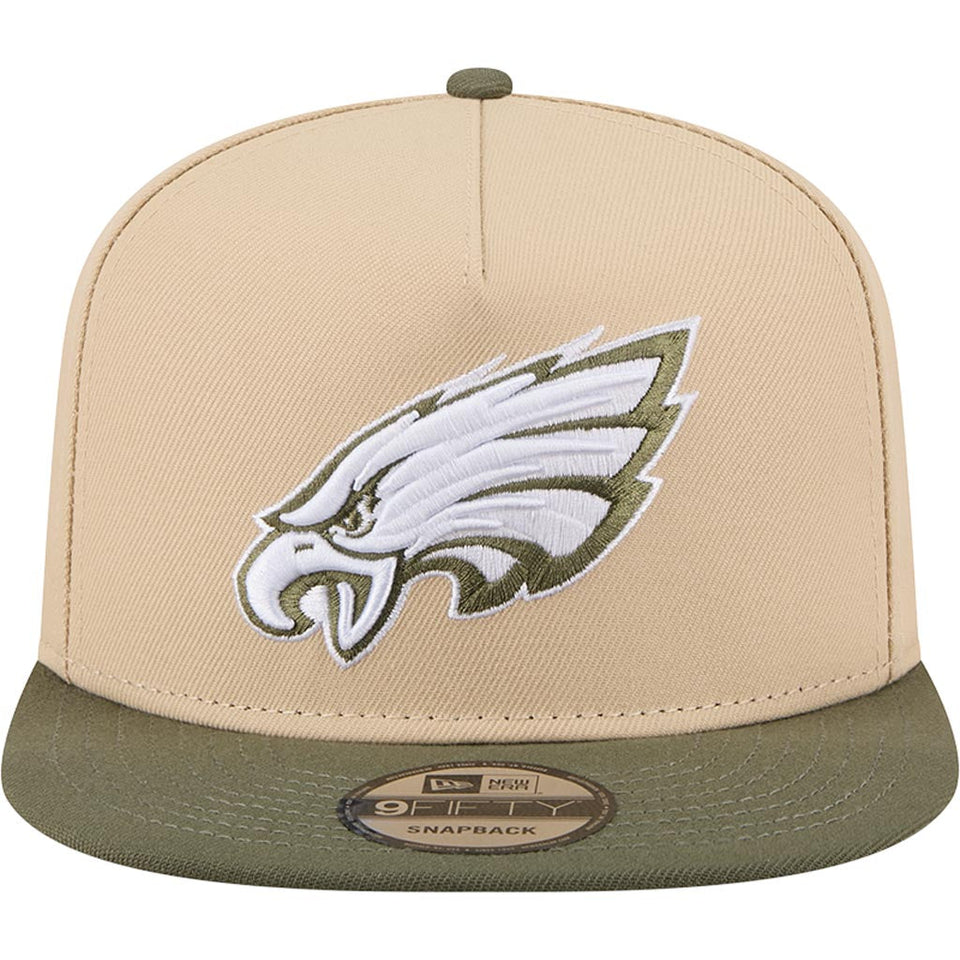 NFL Philadelphia Eagles New Era Two-Tone Drift Wood 9FIFTY A-Frame Snapback Hat - Tan