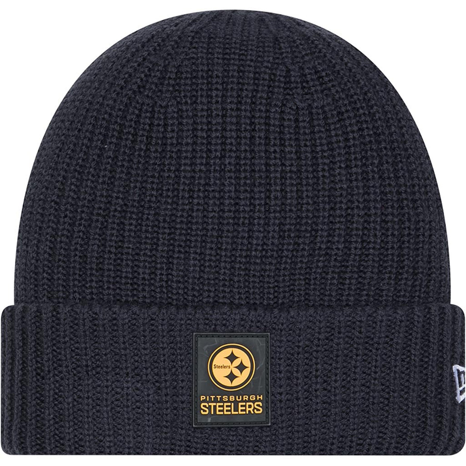 NFL Pittsburgh Steelers New Era 2025 Sideline Cold Weather Cuffed Knit Hat - Charcoal