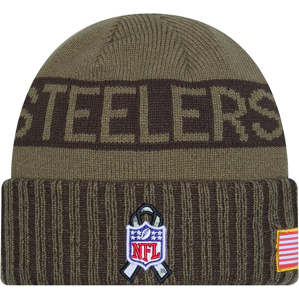 NFL Pittsburgh Steelers New Era 2025 Salute to Service Knit Hat - Green