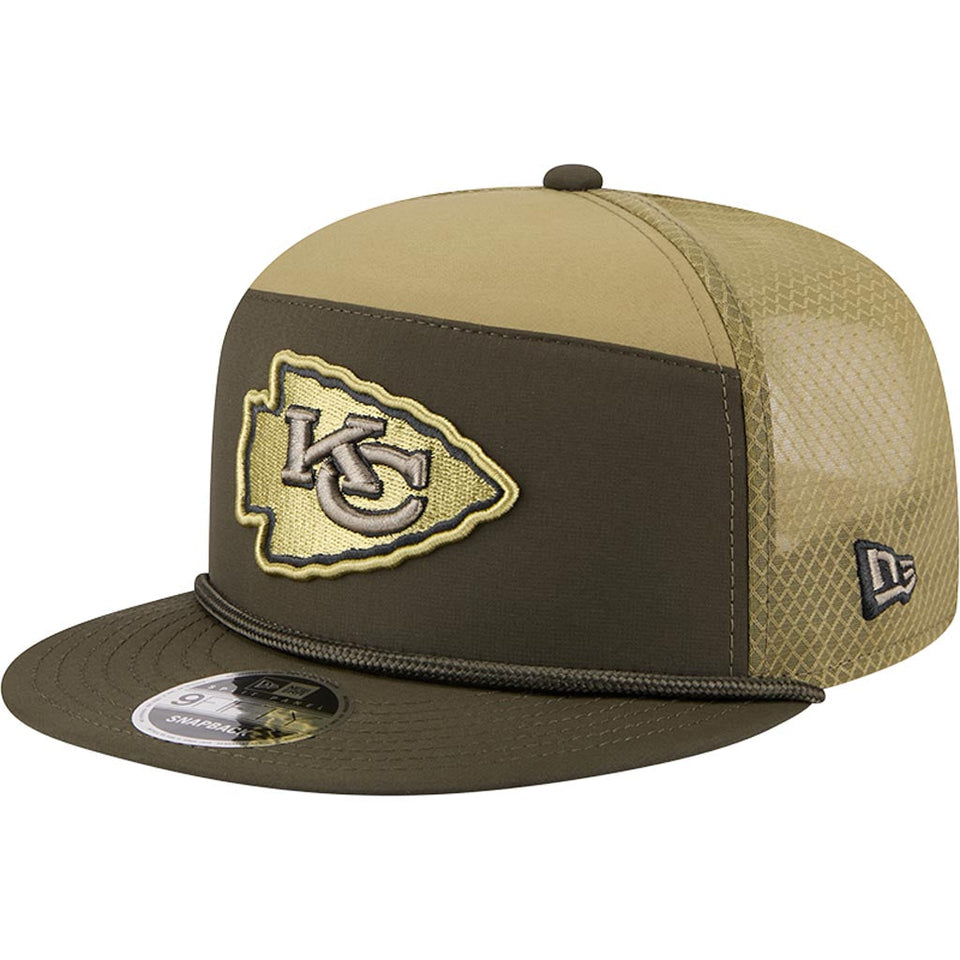 NFL Kansas City Chiefs New Era 2025 Salute to Service 9FIFTY Split Panel Snapback Hat - Green
