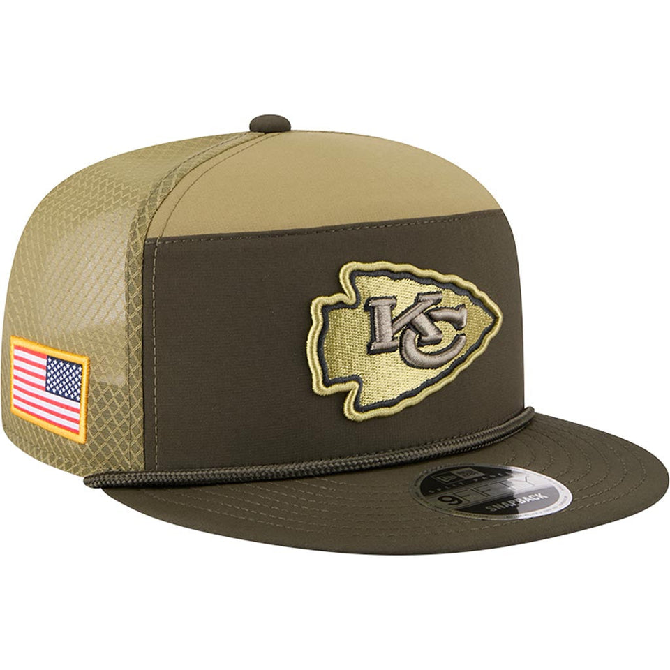 NFL Kansas City Chiefs New Era 2025 Salute to Service 9FIFTY Split Panel Snapback Hat - Green