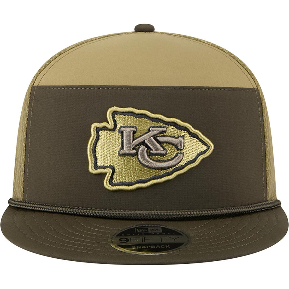 NFL Kansas City Chiefs New Era 2025 Salute to Service 9FIFTY Split Panel Snapback Hat - Green