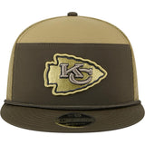 NFL Kansas City Chiefs New Era 2025 Salute to Service 9FIFTY Split Panel Snapback Hat - Green