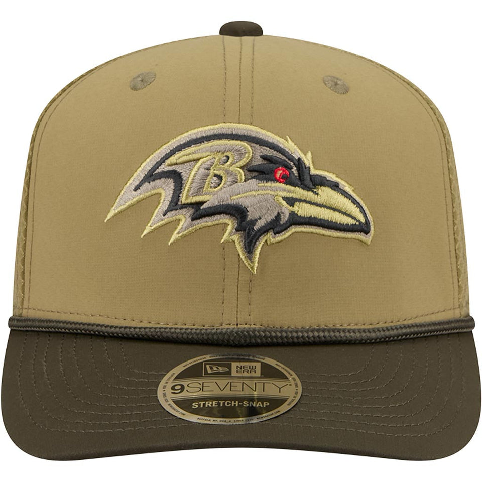 NFL Baltimore Ravens New Era 2025 Salute to Service 9SEVENTY Stretch-Snapback Hat - Green