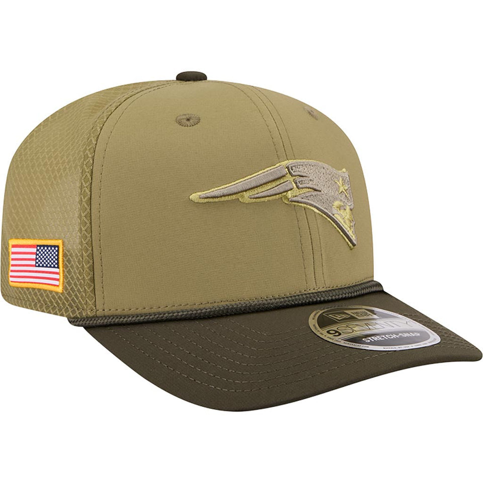 NFL New England Patriots New Era 2025 Salute to Service 9SEVENTY Stretch-Snapback Hat - Green