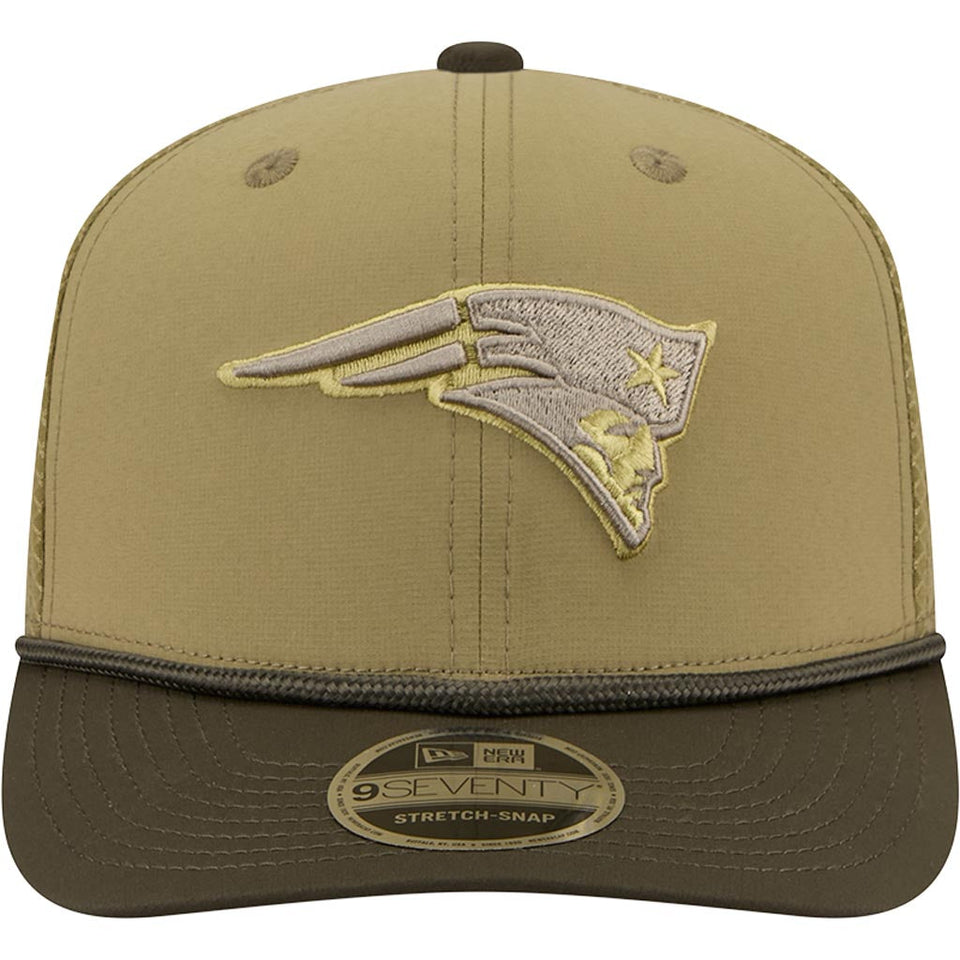 NFL New England Patriots New Era 2025 Salute to Service 9SEVENTY Stretch-Snapback Hat - Green