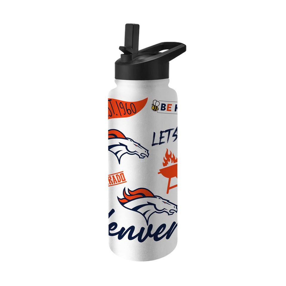 NFL Denver Broncos Logo Brands 34oz Native Quencher Bottle - White