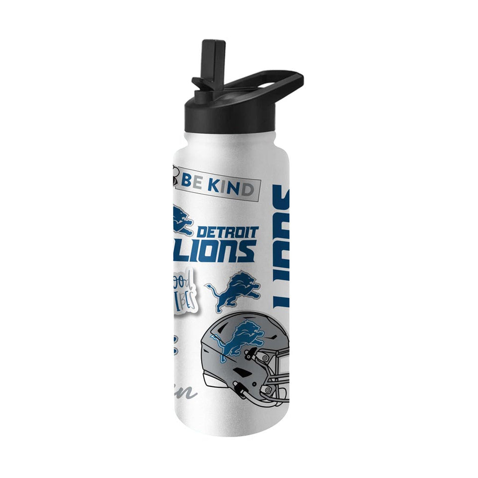 NFL Detroit Lions Logo Brands 34oz Native Quencher Bottle - White