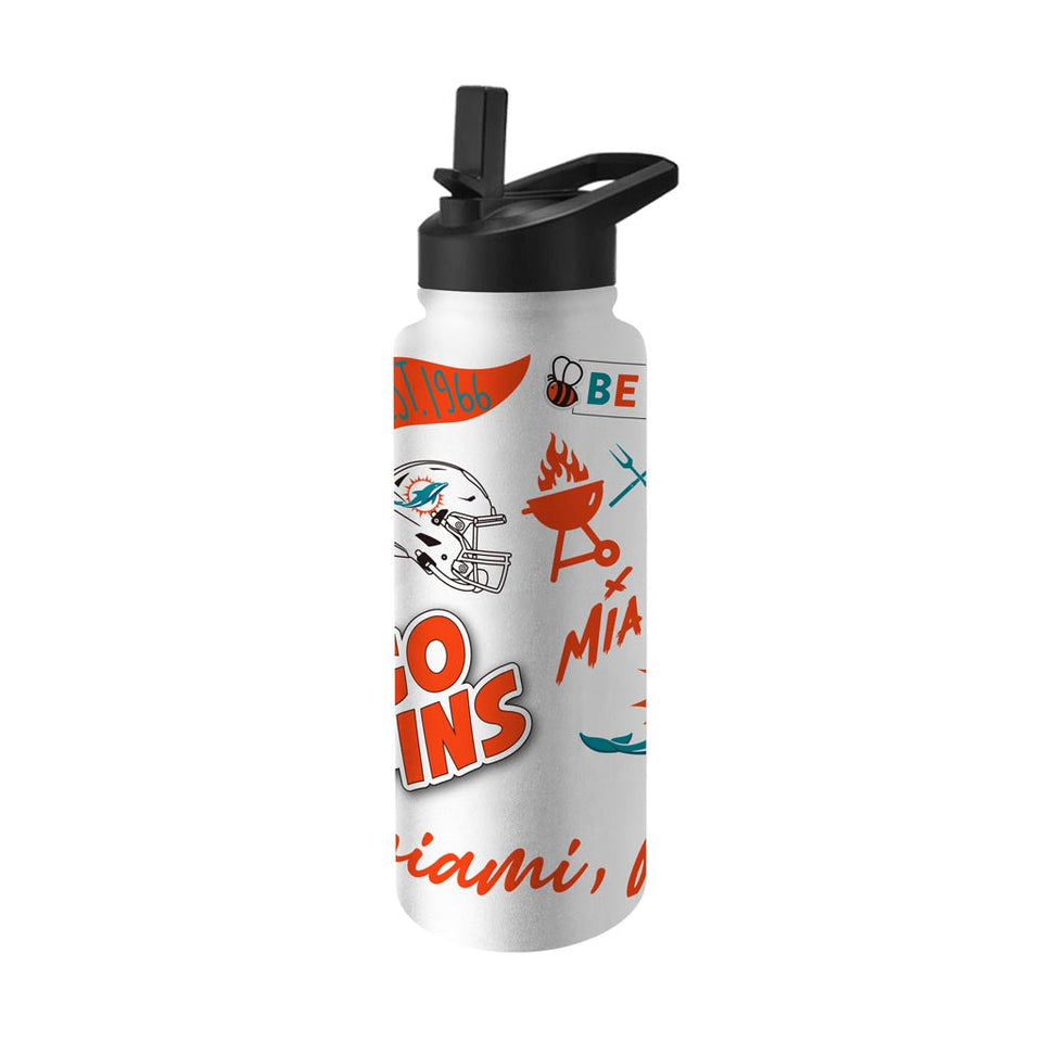 NFL Miami Dolphins Logo Brands 34oz Native Quencher Bottle - White