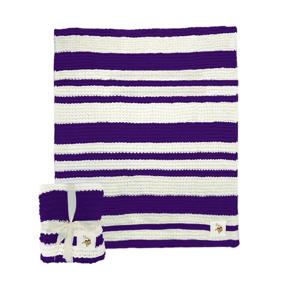 NFL Minnesota Vikings Logo Brands 50 x 60 Cable Knit Throw Blanket - Purple