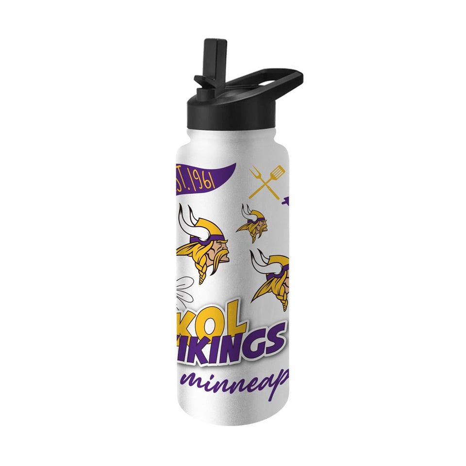 NFL Minnesota Vikings Logo Brands 34oz Native Quencher Bottle - White