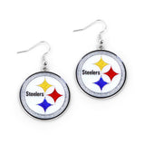 NFL Pittsburgh Steelers Aminco Glitter Dazzler Logo Earrings - White