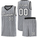 Custom Gray Custom Gray Pinstripe Retro Sets Uniform Basketball Jersey