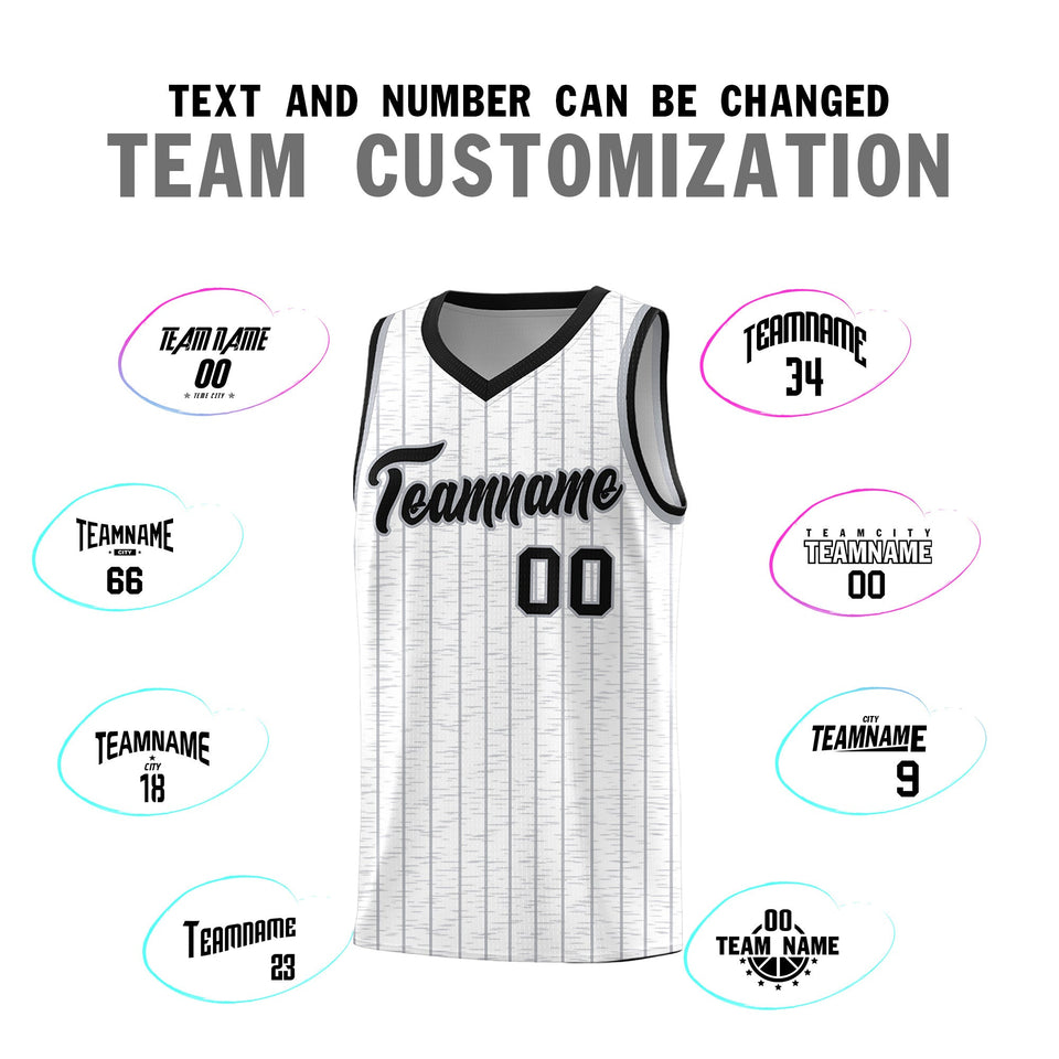 Custom White Custom Gray Pinstripe Retro Sets Uniform Basketball Jersey