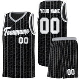 Custom Black Custom Gray Pinstripe Retro Sets Uniform Basketball Jersey