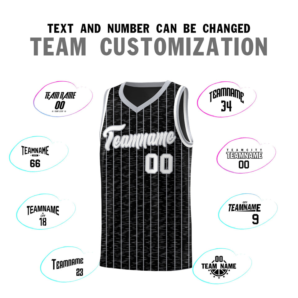 Custom Black Custom Gray Pinstripe Retro Sets Uniform Basketball Jersey
