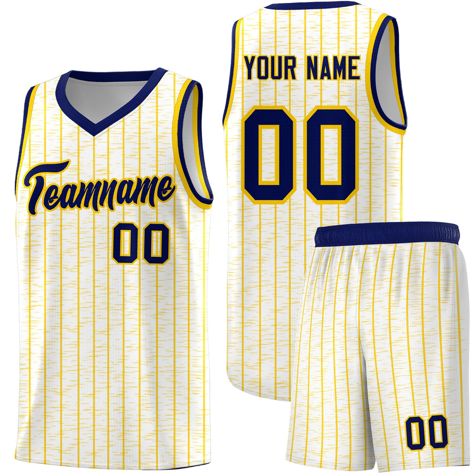 Custom White Custom Gray Pinstripe Retro Sets Uniform Basketball Jersey