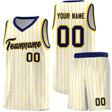 Custom White Custom Gray Pinstripe Retro Sets Uniform Basketball Jersey